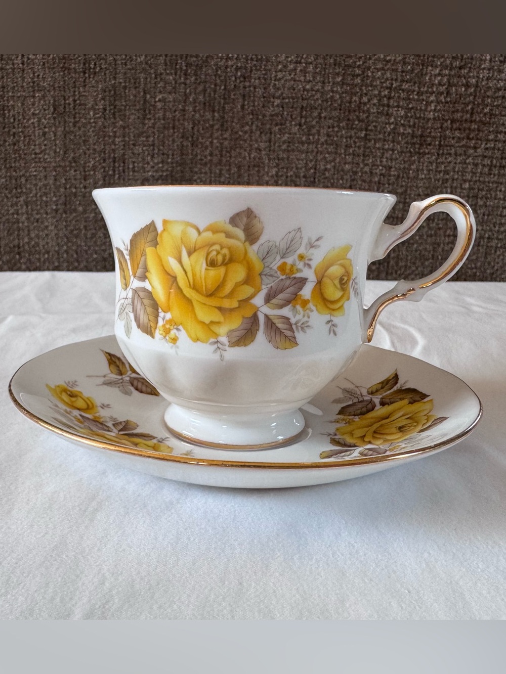 Yellow Rose Bone China Teacup and Saucer Set